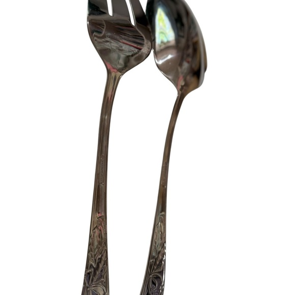 Lenox Holy Ribbon Stainless Steel Large Serving Spoon and Fork 12 inches 18/10 - Picture 3 of 4